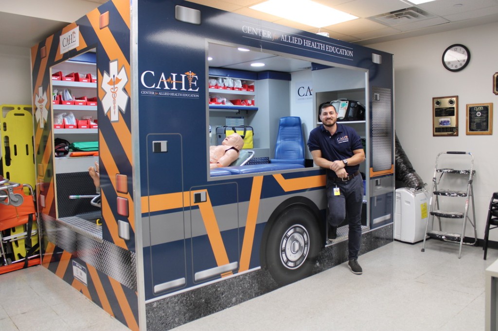 CAHE ambulance simulator used for hands-on EMS training